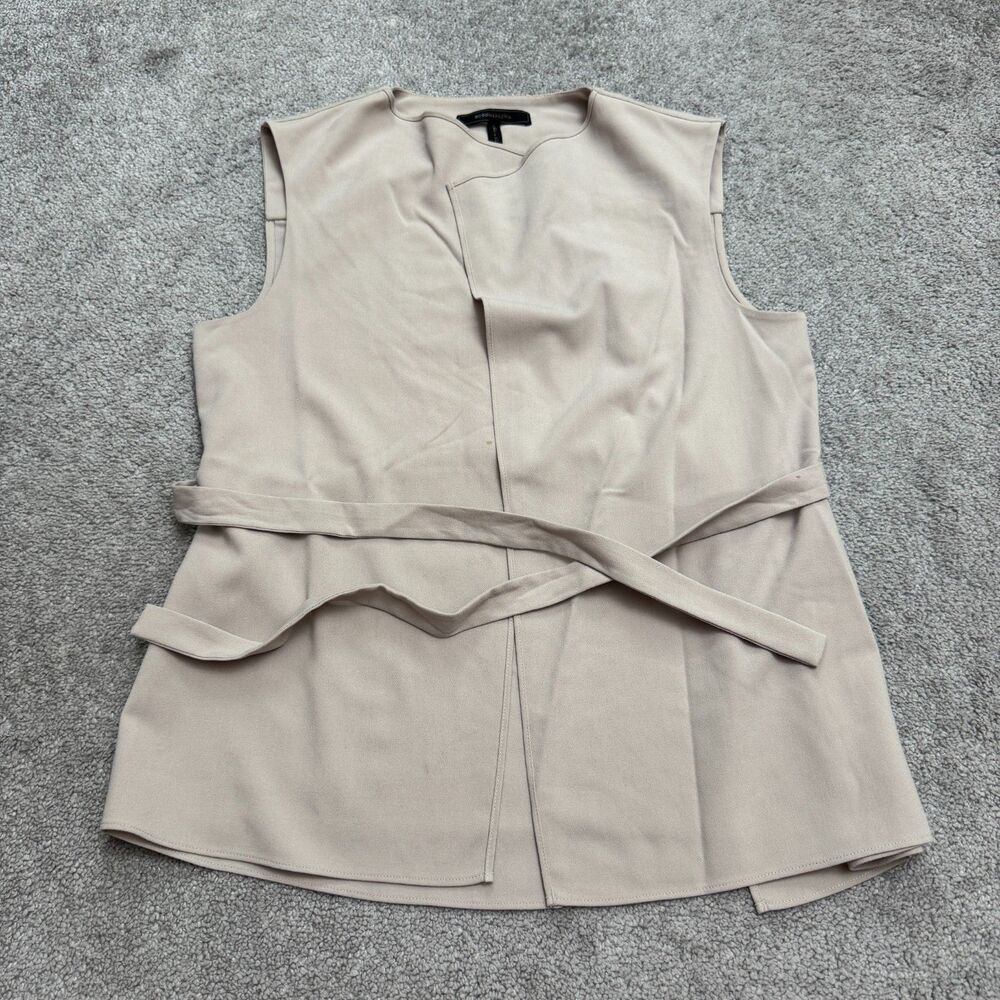 BCBGMAXAZRIA Katelyn Belted Wrap Vest Top Womens Small Light Stone Sleeveless